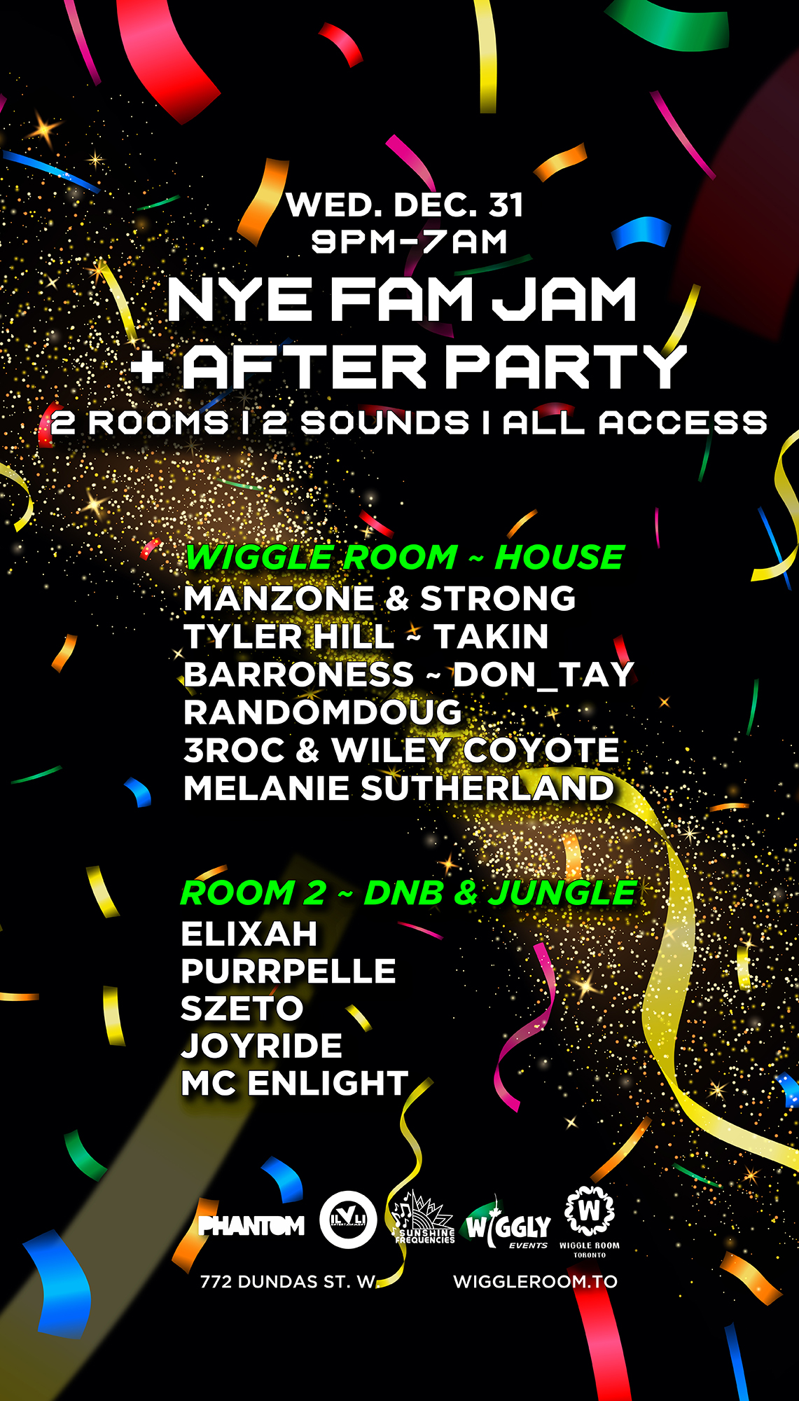 NYE + Afterparty [2 Venues - 2 Sounds - ALL ACCESS - 9pm-7am]