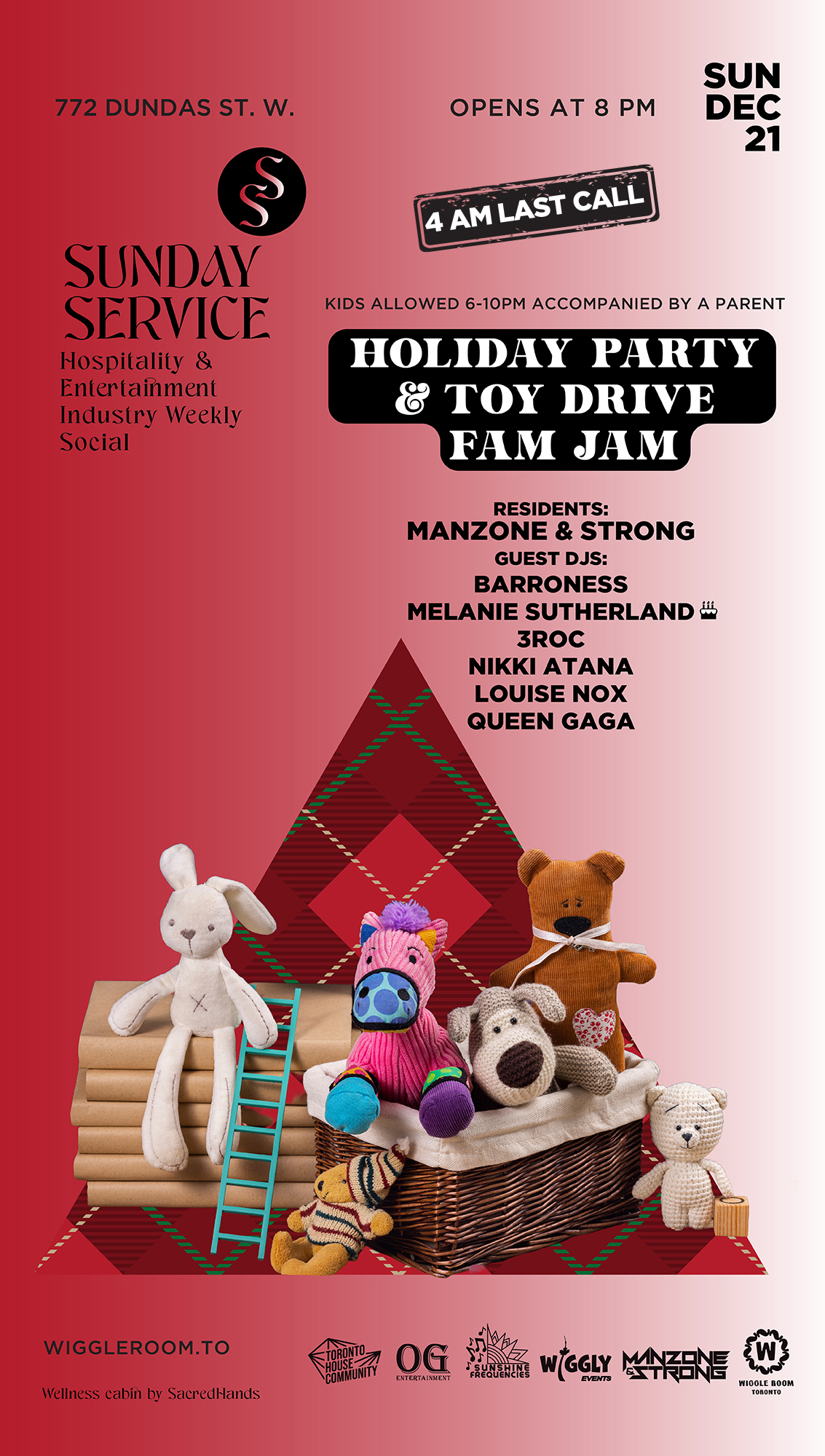 4AM LAST CALL - Sunday SerVice: Holiday Fam Jam & TOY DRIVE [Kids allowed* 6-10pm]