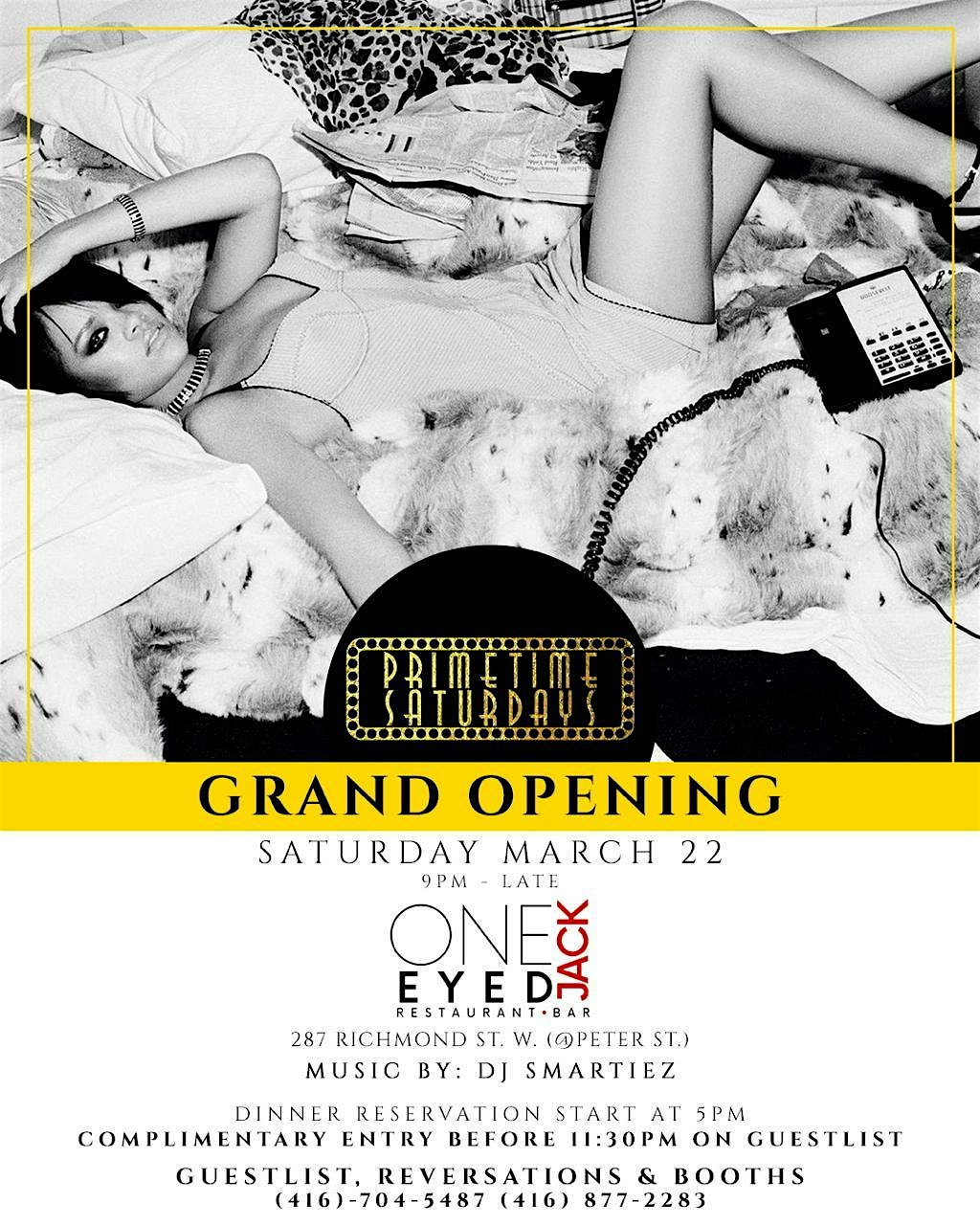 PRIMETIME  SATURDAYS |  UPSCALE DINNER  PARTY |  ONE EYED JACK TORONTO